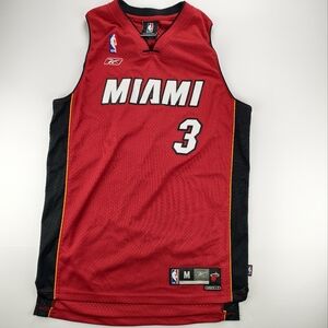 Reebok NBA Miami Heat #3 Dwyane Wade Jersey Vintage Red Authentic Team Apparel